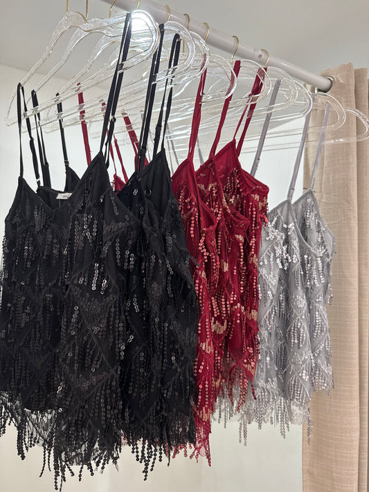 Sequin Fringe Top