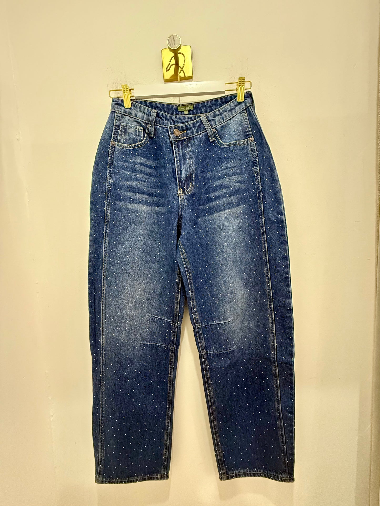 Rhinestone Barrel Jeans