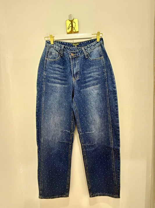 Rhinestone Barrel Jeans