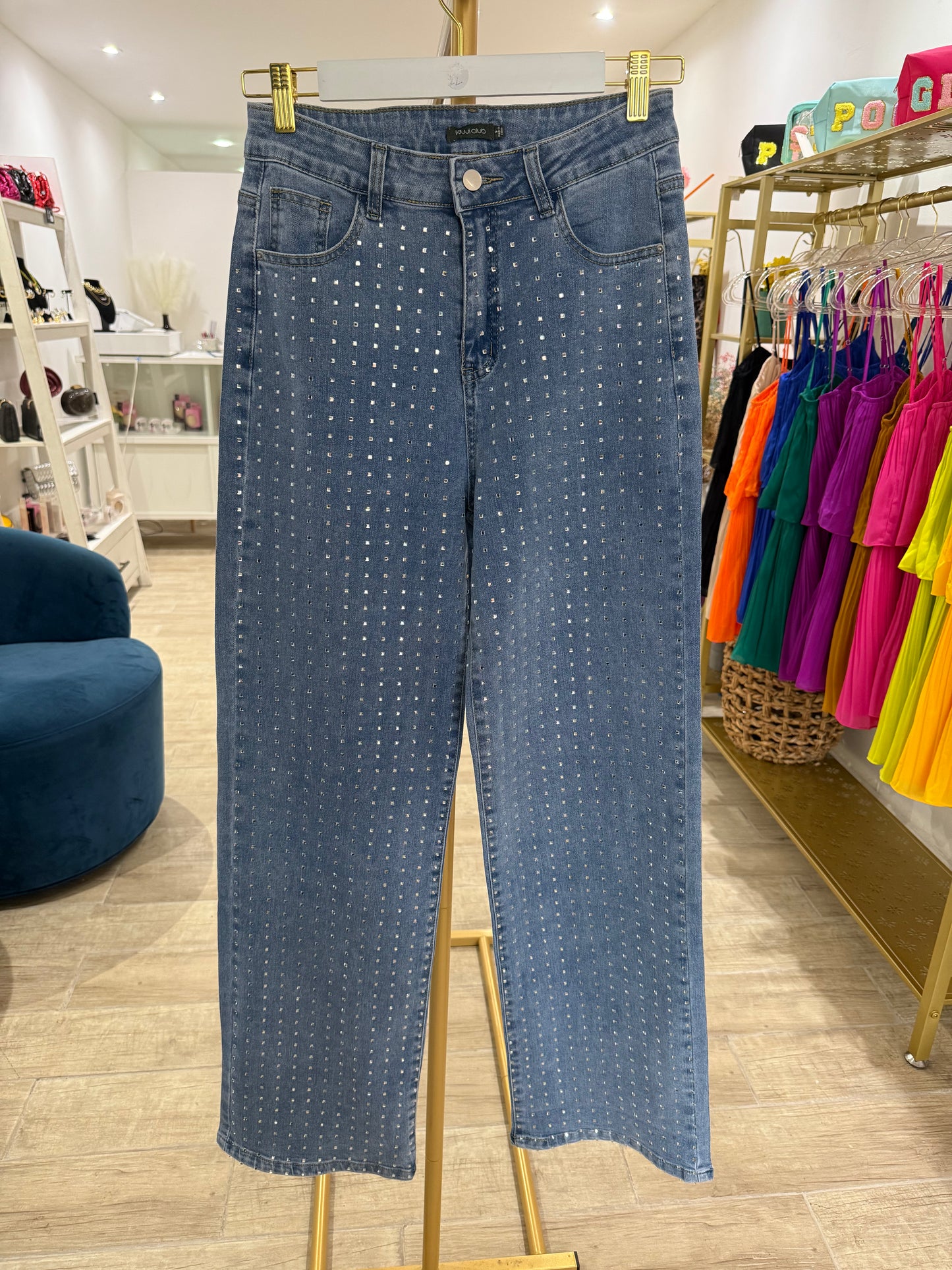 Super Stretch Square Rhinestones Jeans