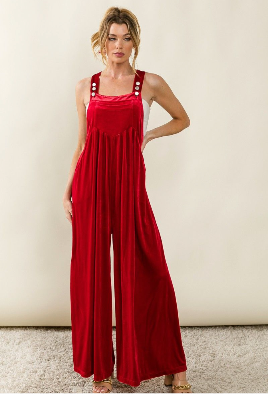 Velvet Vista Jumpsuit Red