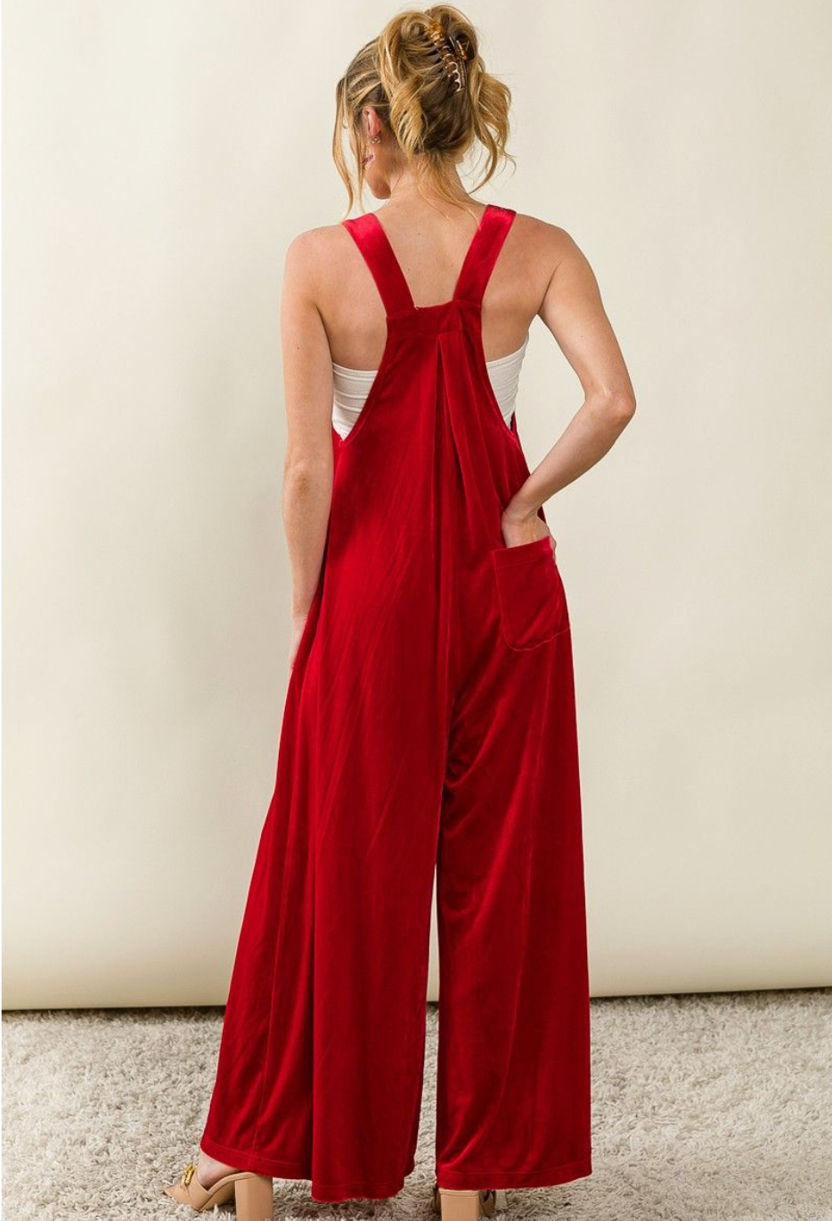 Velvet Vista Jumpsuit Red