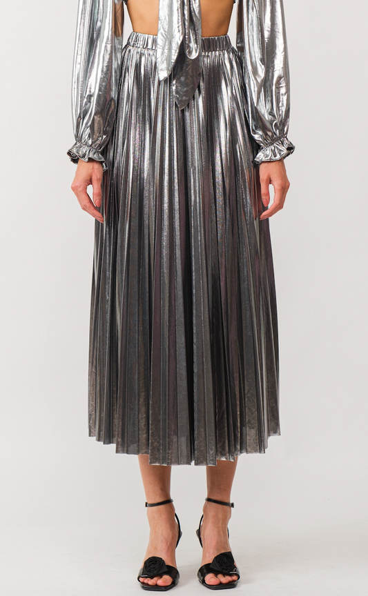 Silver Pleated Skirt