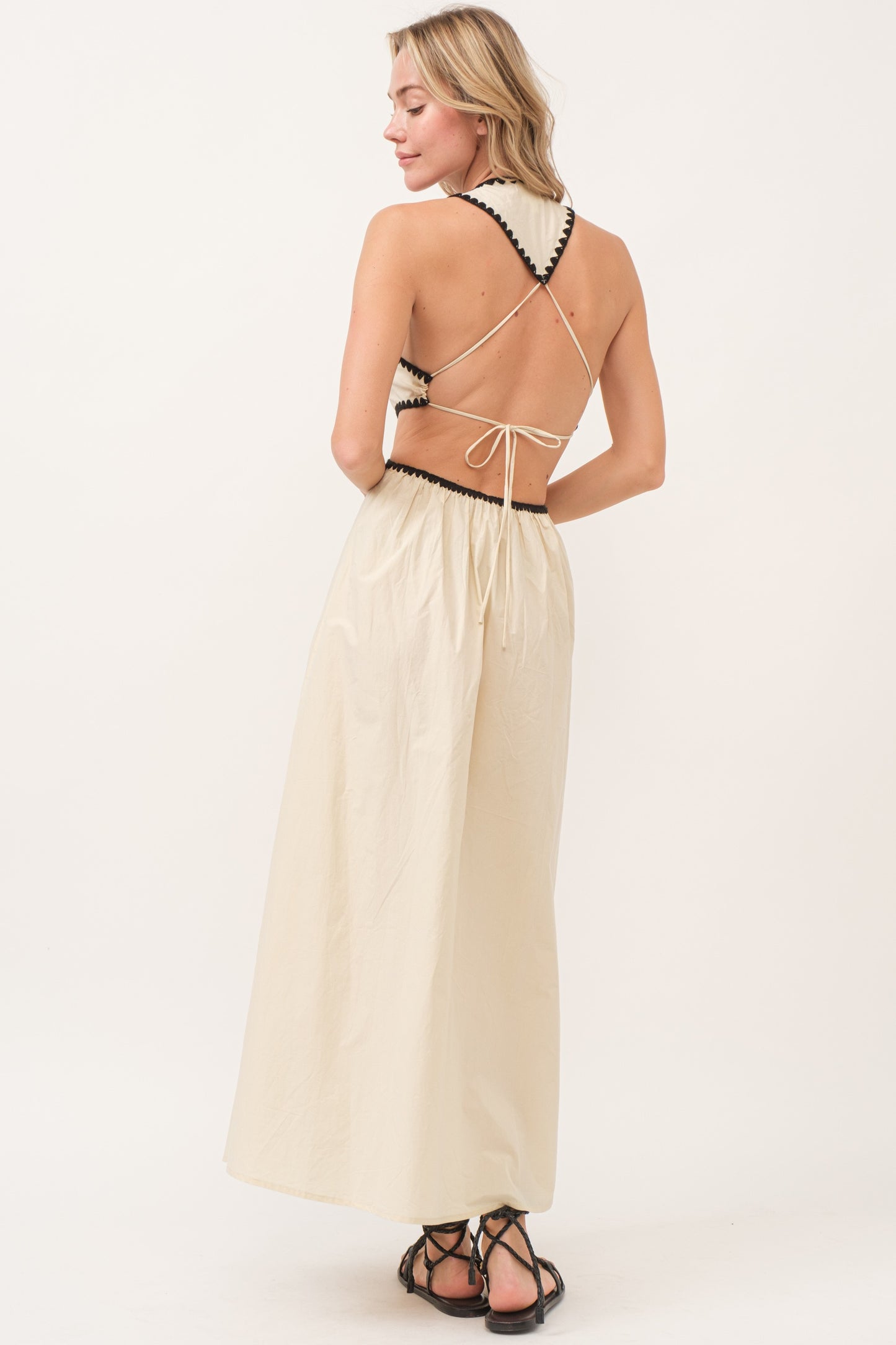 Contrast Cut Out Maxi Dress