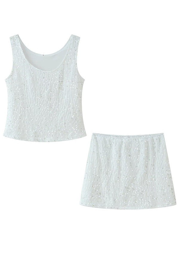 Sequin Sleeveless Top And Mini Skirt