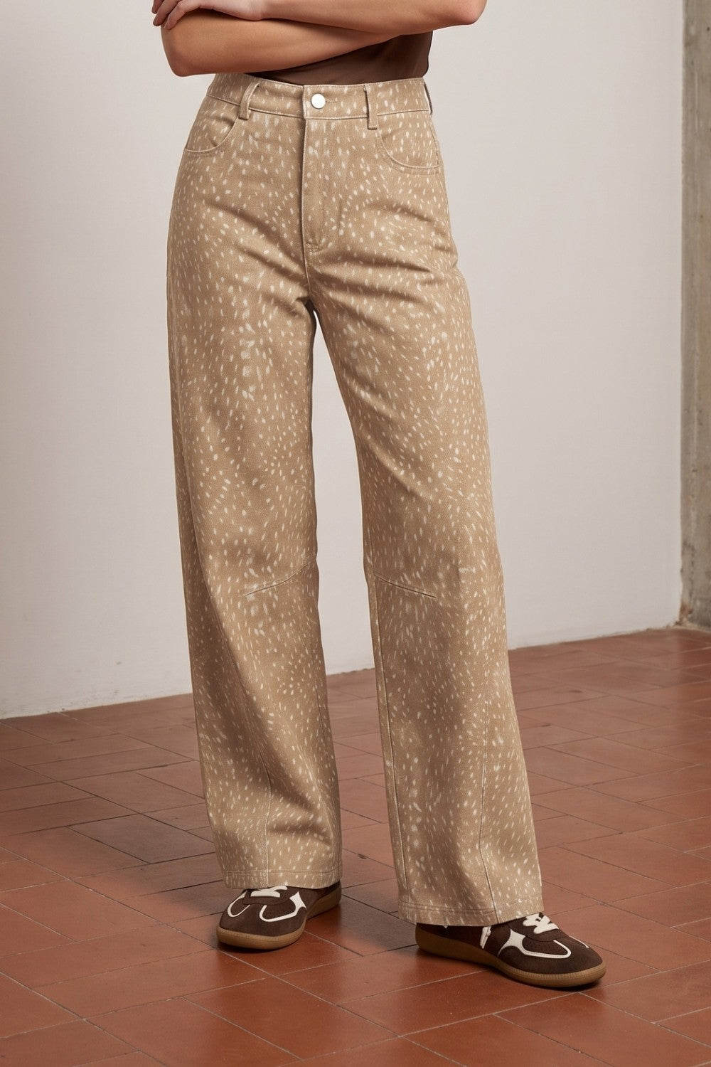 Bambi Print Twill Barrel Pants