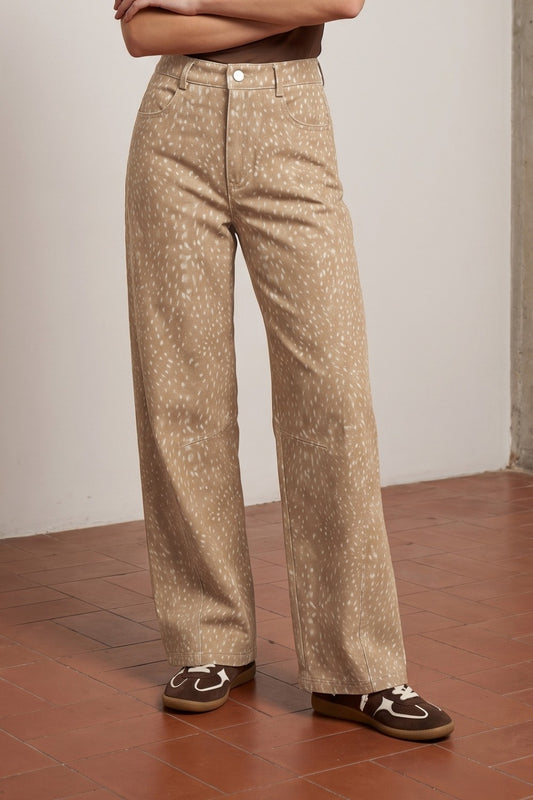 Bambi Print Twill Barrel Pants