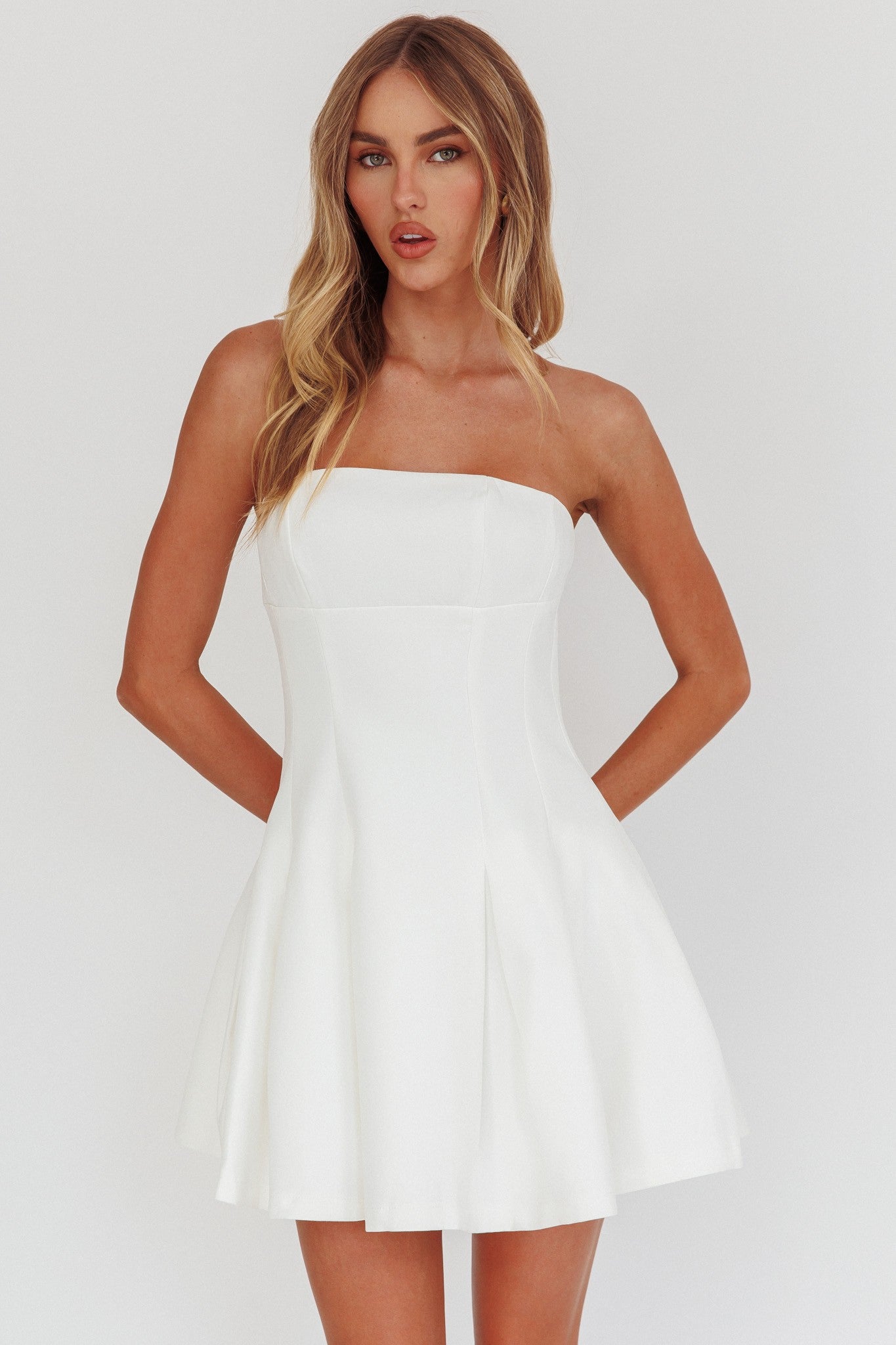 Tube Top Solid Mini Dress