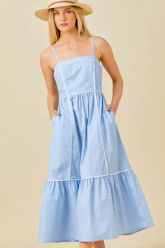 Baby Blue Contrast Midi Dress