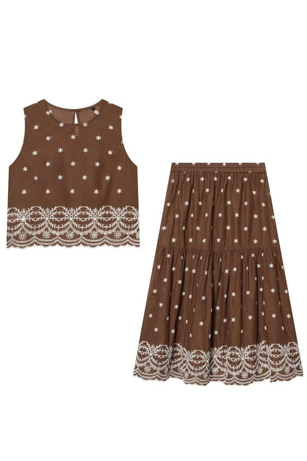 Mocha Embroidered Set