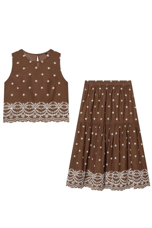 Mocha Embroidered Set