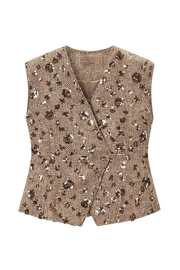 Sequin V-neck Vest