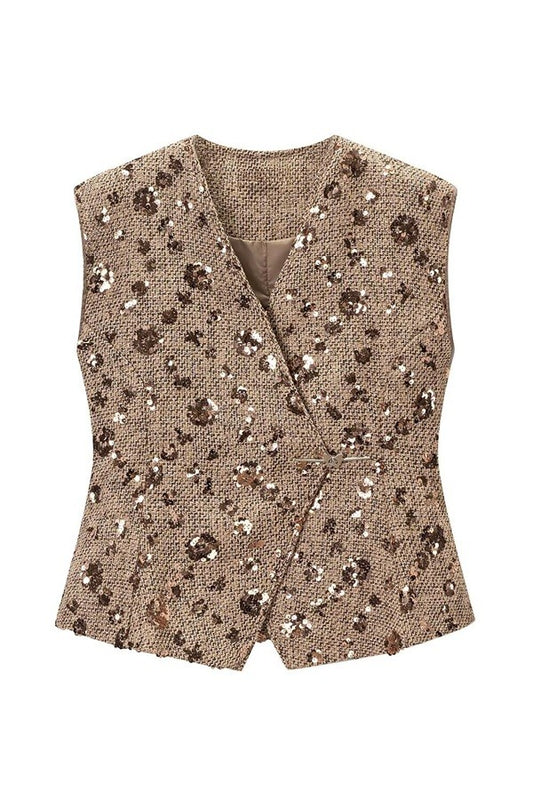 Sequin V-neck Vest