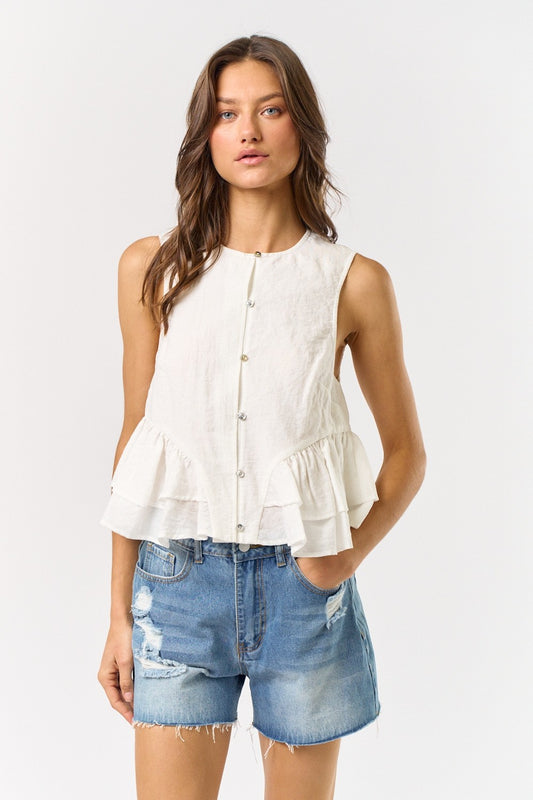 Ruffled Peplum Button Down Top