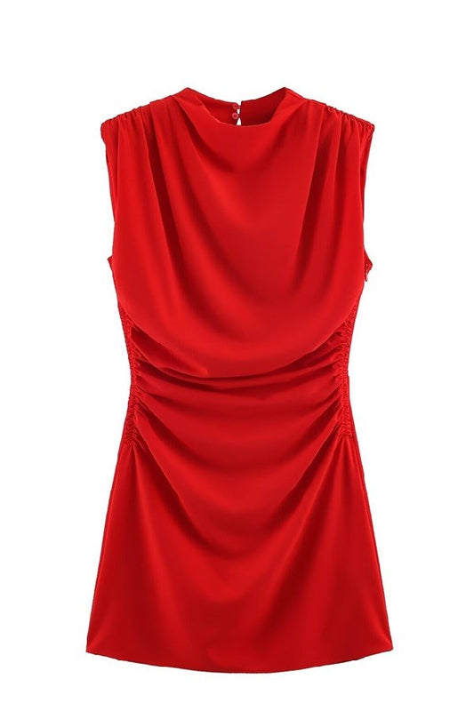 Red Draped Mini Dress