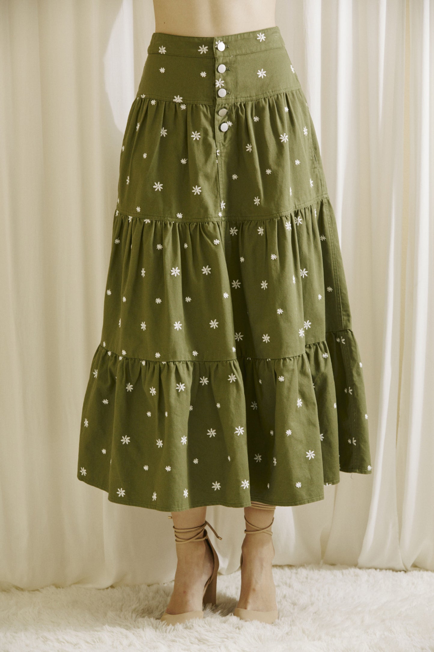 Daisy Green Denim Skirt