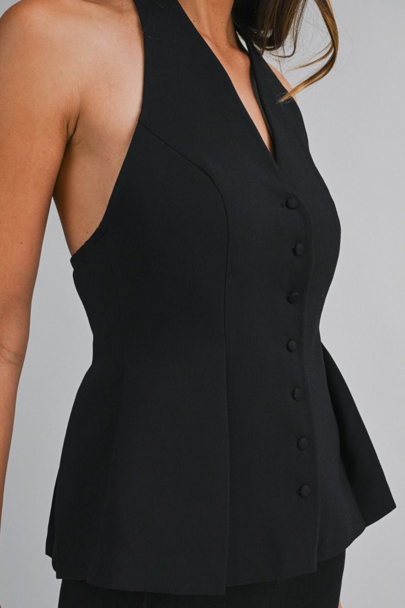 Black Ali Halter Top