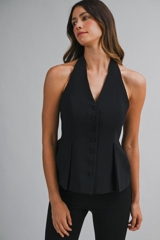 Black Ali Halter Top