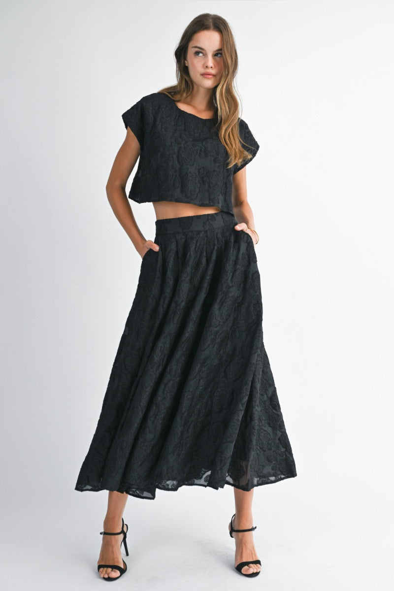 Floral textured Set Black