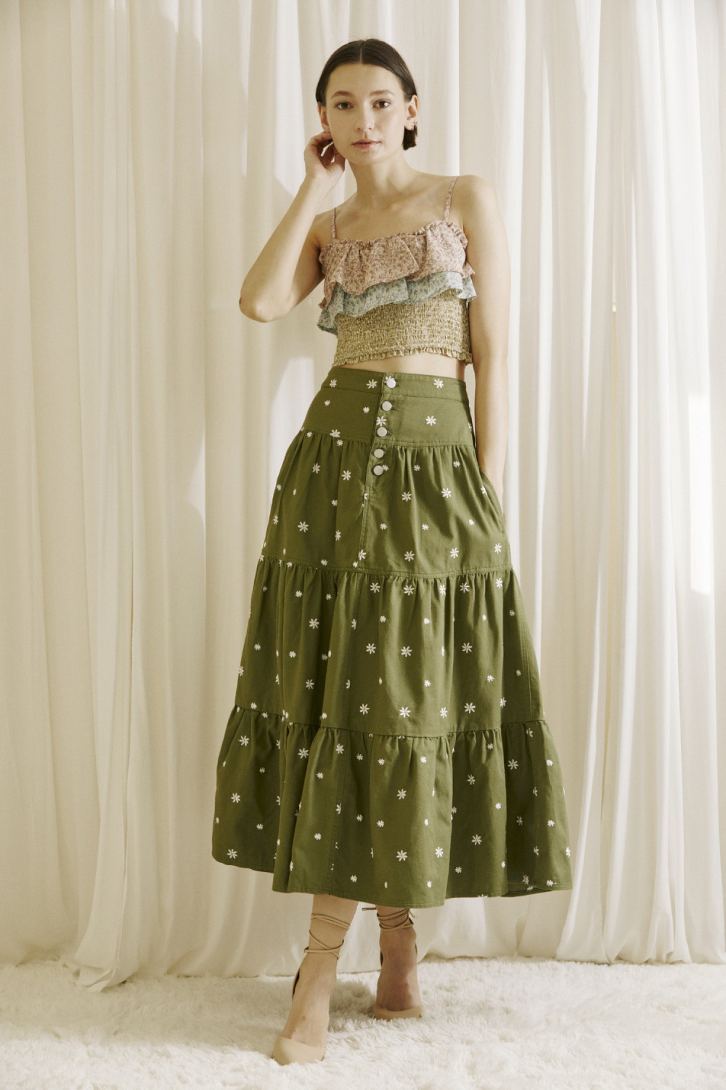 Daisy Green Denim Skirt