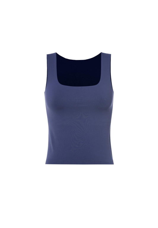 Steel Blue Basic Top Square Neck